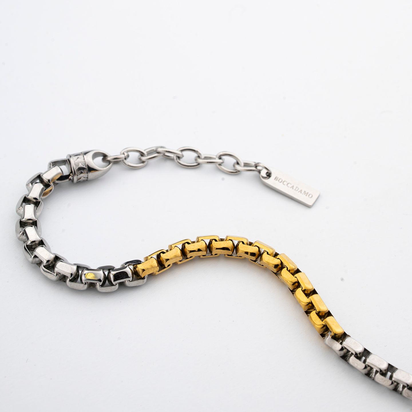 Bracciale Boccadamo Man Maglia Rolò Acciaio Parte Centrale Pvd Oro