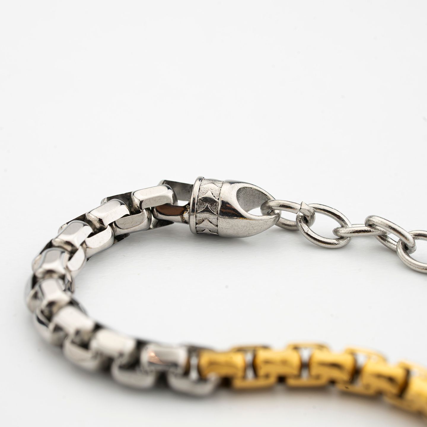 Bracciale Boccadamo Man Maglia Rolò Acciaio Parte Centrale Pvd Oro
