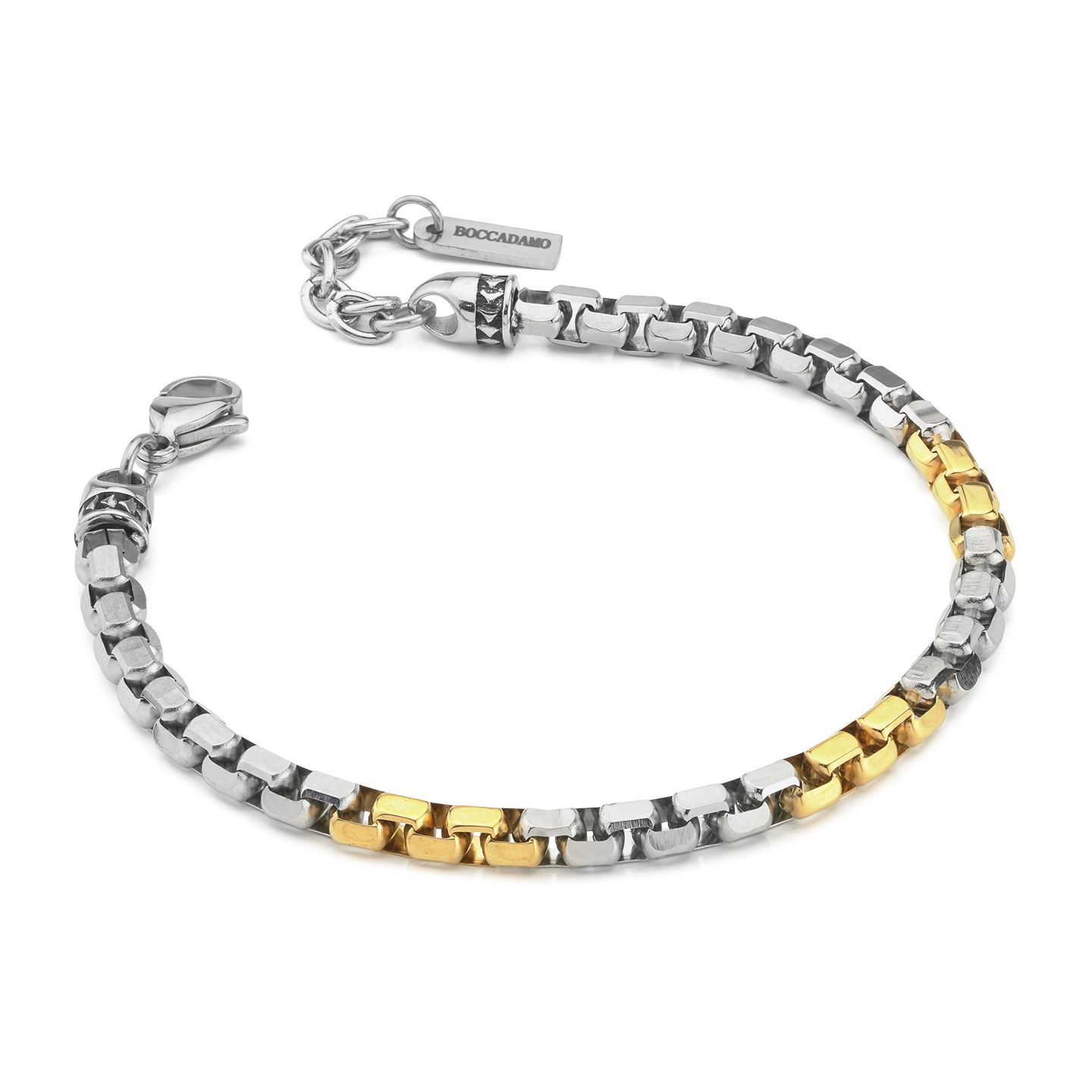 Bracciale Boccadamo Man Maglia Rolò Quadrata Acciaio Pvd Oro