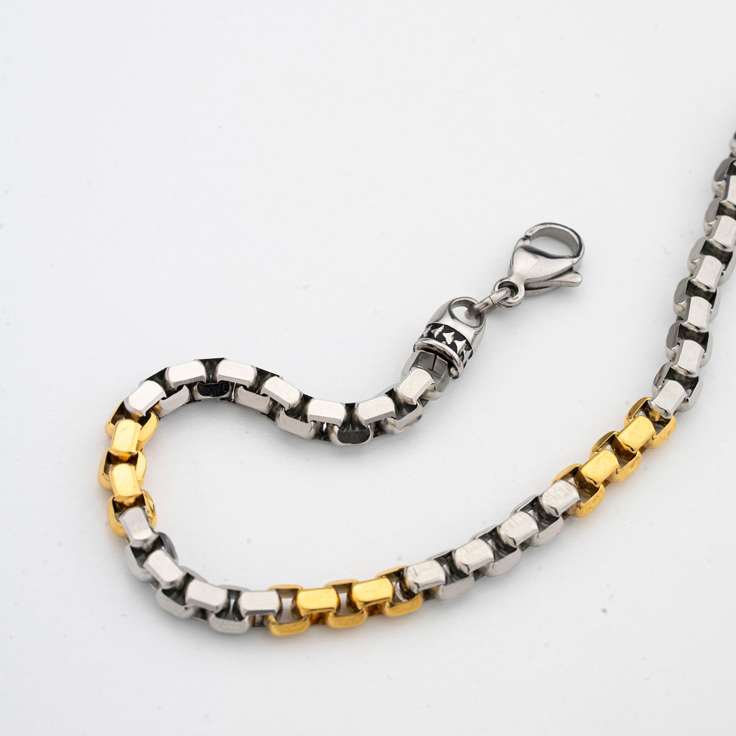 Bracciale Boccadamo Man Maglia Rolò Quadrata Acciaio Pvd Oro