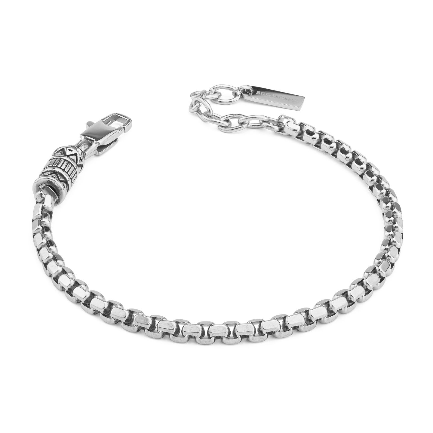 Bracciale Boccadamo Man Acciaio Maglia Rolò Quadrata Barilotto Acciaio Pvd Nero
