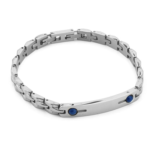 Bracciale Boccadamo Man Acciaio Piastrina Centrale e Lapislazzuli