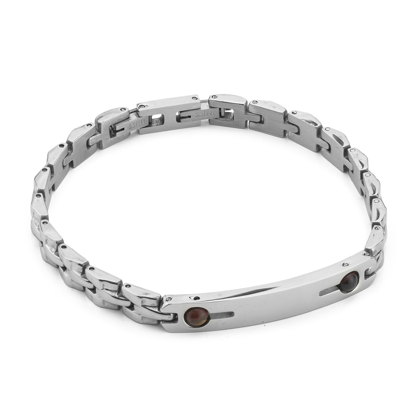 Bracciale Boccadamo Man Acciaio Piastrina Centrale con Occhio di Tigre