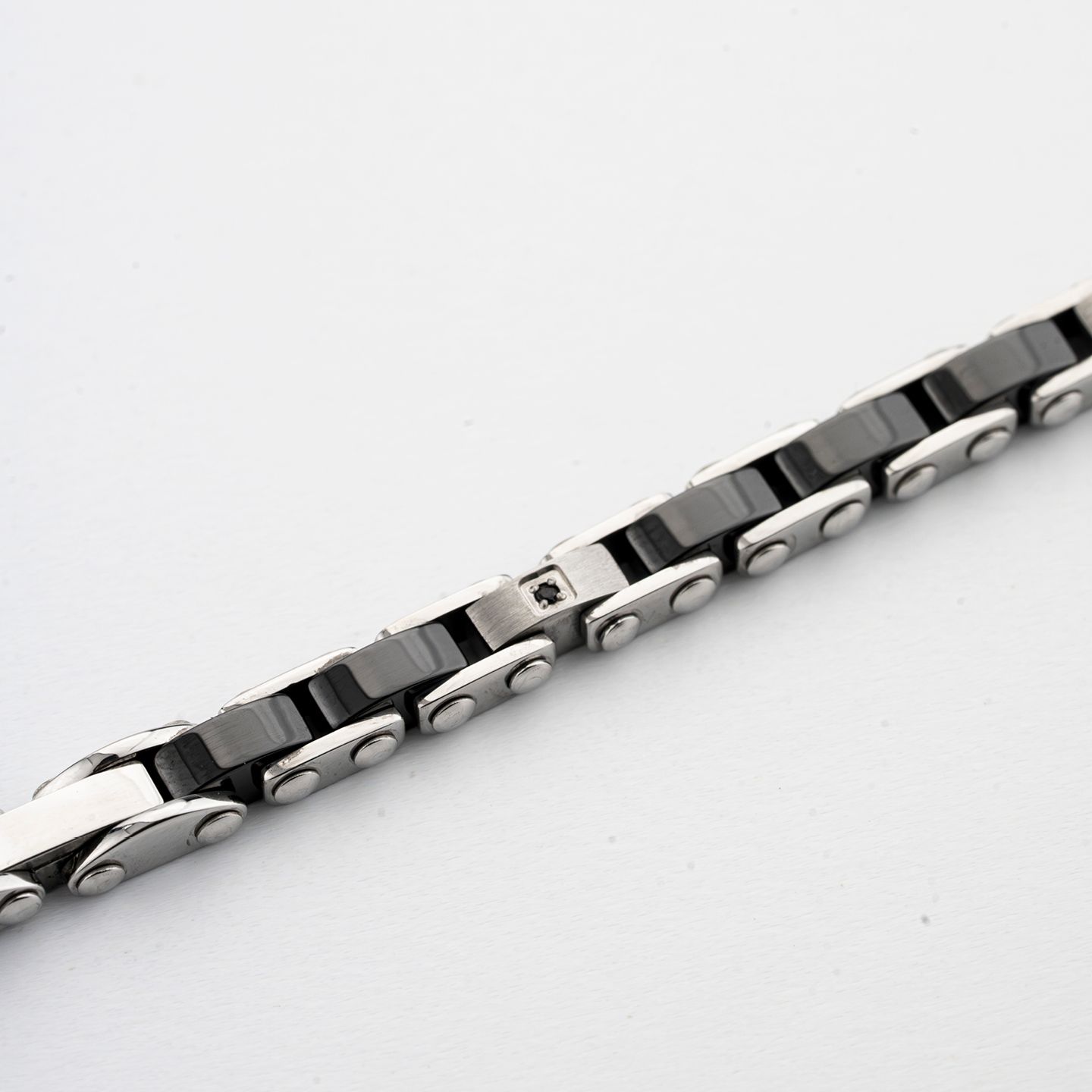 Bracciale Boccadamo Man Acciaio Inserti Pvd Nero e Cristalli Neri