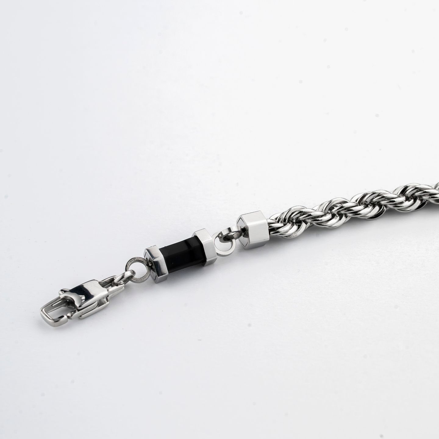 Bracciale Boccadamo Man Acciaio Maglia Fune Elemento Laterale Pvd Nero