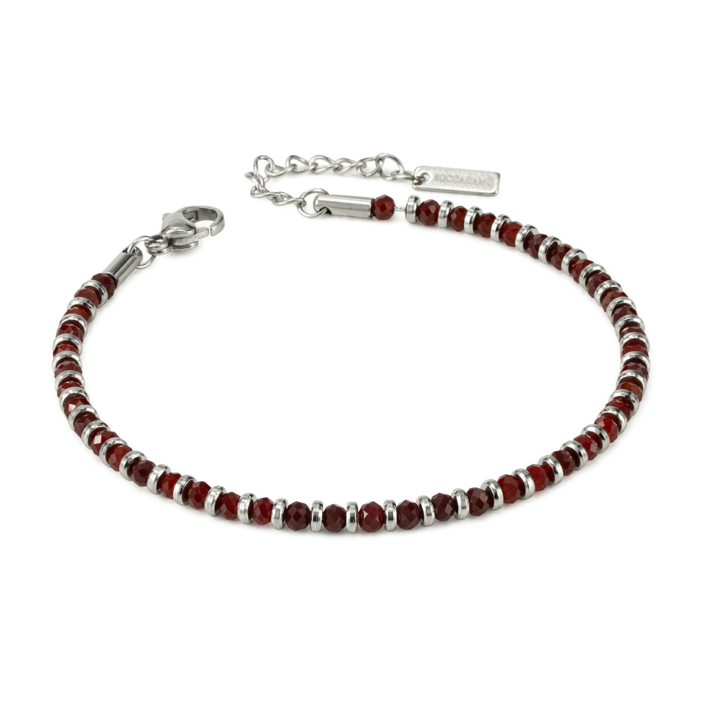 Bracciale Boccadamo Man Acciaio Sferette Ematite Rossa