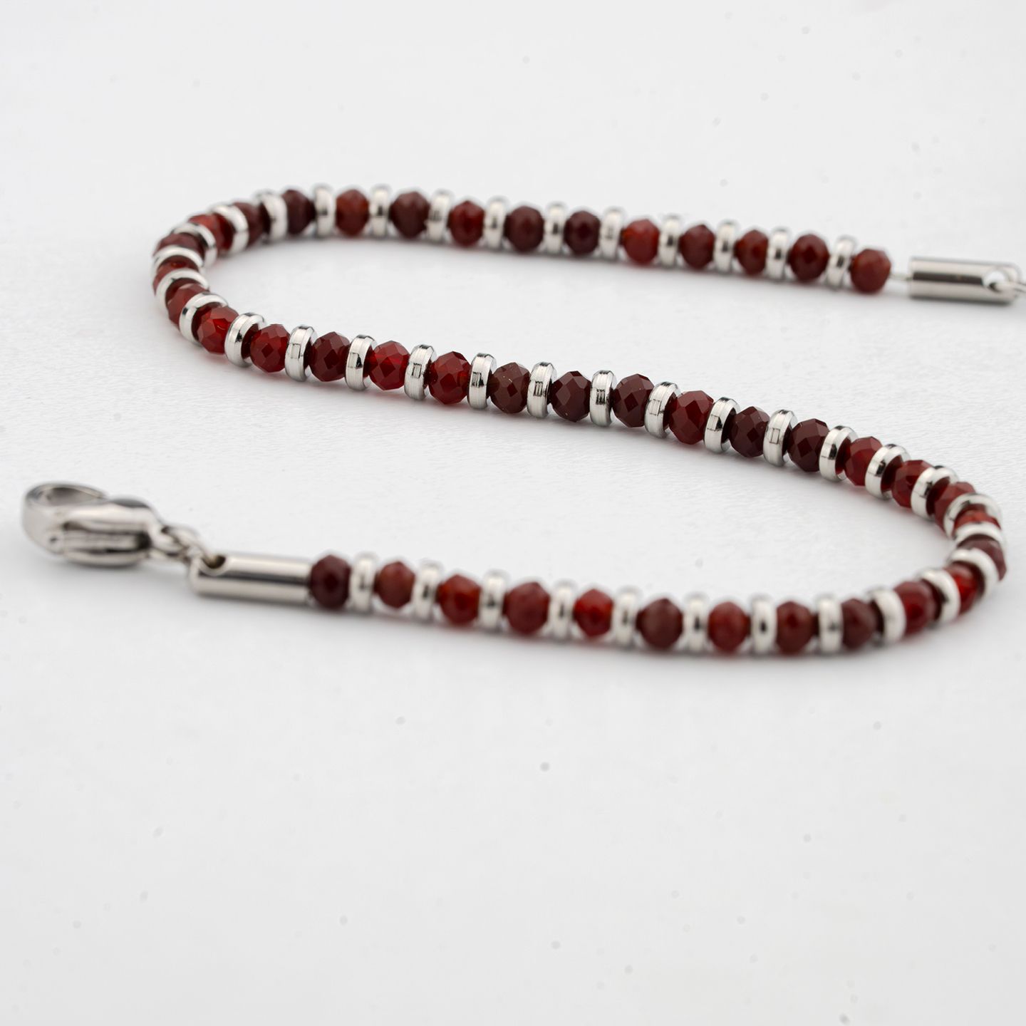Bracciale Boccadamo Man Acciaio Sferette Ematite Rossa