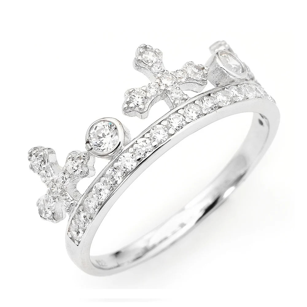 Anello Amen Corone Argento e Zirconi - Misura 14