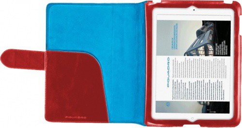 Porta Ipad 2 Piquadro Blue Square Custodia In Pelle Rossa