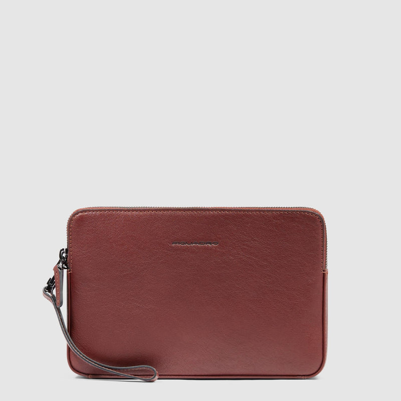 Pochette Piquadro Uomo Doppio Scomparto Polsiera Pelle Color Cuoio