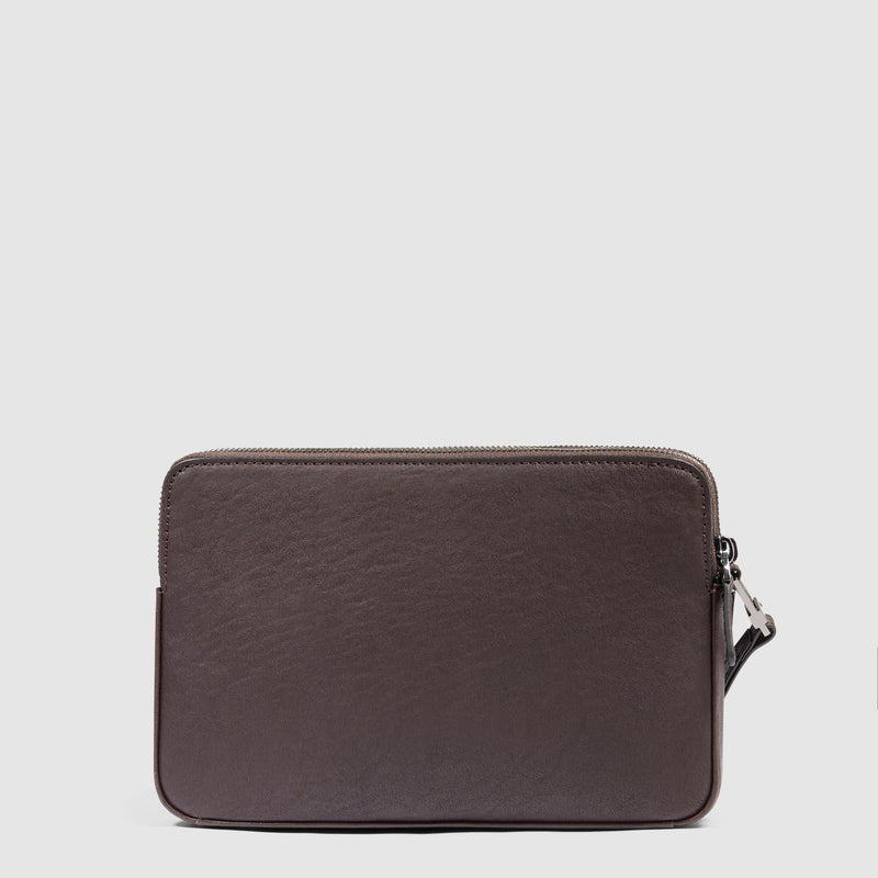 Pochette Piquadro Uomo Doppio Scomparto Polsiera Pelle Testa Moro