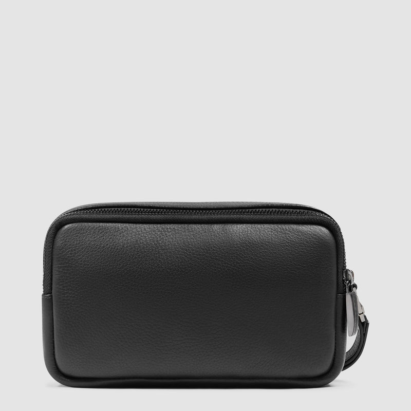 Pochette Piquadro Uomo Due Scomparti Polsiera Pelle Nera