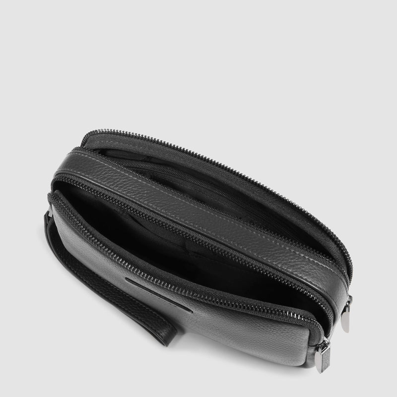 Pochette Piquadro Uomo Due Scomparti Polsiera Pelle Nera