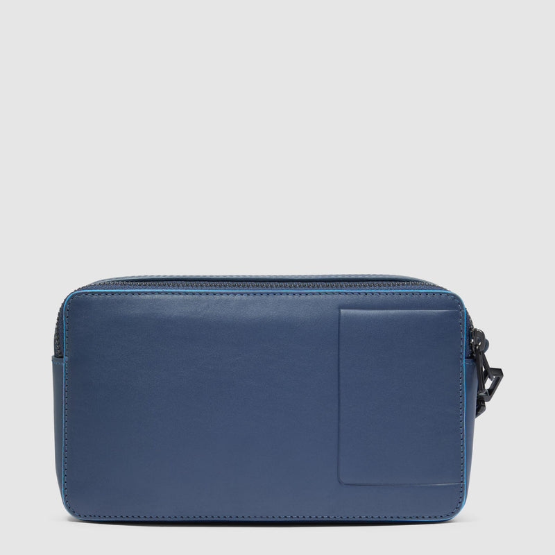 Pochette Piquadro Uomo Due Scomparti Polsiera Pelle Blu