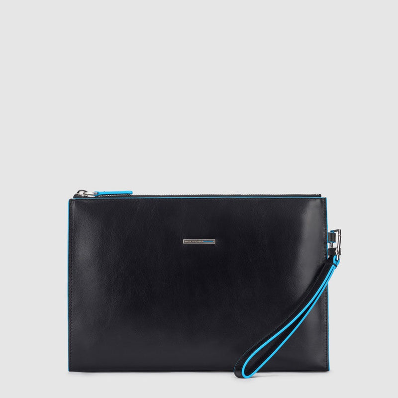 Pochette Piquadro Sottile Porta Ipad Mini Manico Removibile Pelle Nera