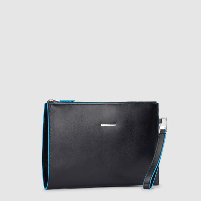 Pochette Piquadro Sottile Porta Ipad Mini Manico Removibile Pelle Nera