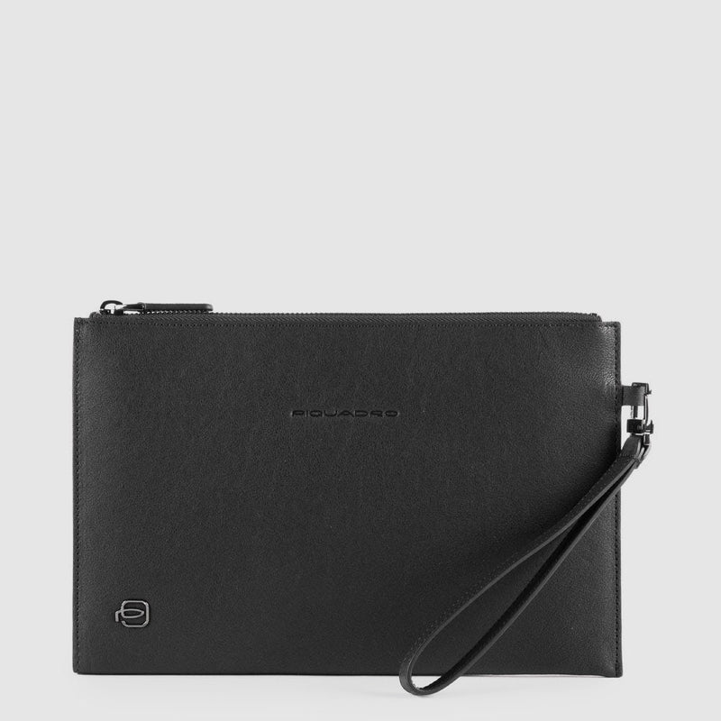 Pochette Piquadro Uomo Piatta Porta Ipad In Pelle Martellata Nera