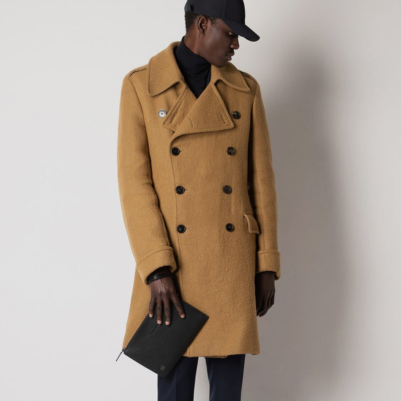 Pochette Piquadro Uomo Piatta Porta Ipad In Pelle Martellata Nera