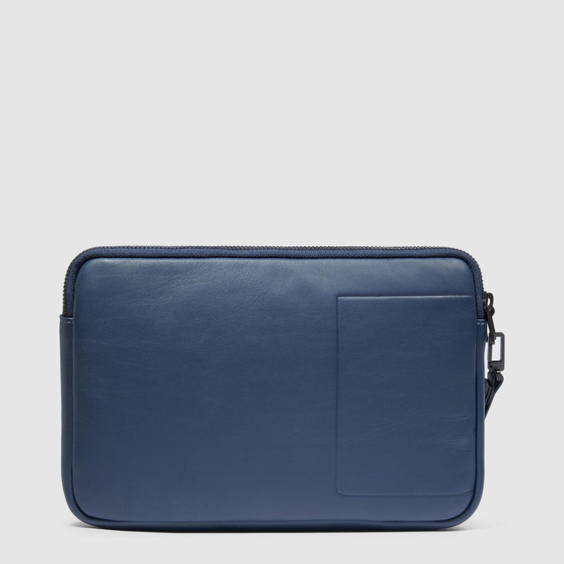 Pochette Piquadro Uomo Polso Tre Scomparti Porta Ipad Mini Polsiera Pelle Blu Bordo