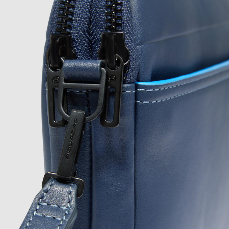 Pochette Piquadro Uomo Polso Tre Scomparti Porta Ipad Mini Polsiera Pelle Blu Bordo