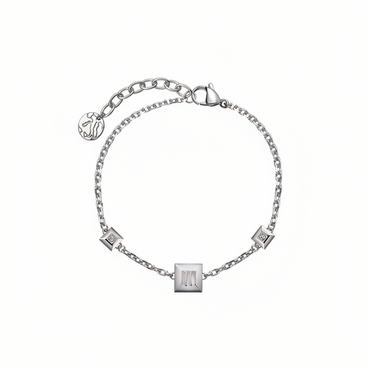 Bracciale Alviero Martini 1A Classe Camden Street Acciaio 2 Quadratini/Cristalli Centrale Logato