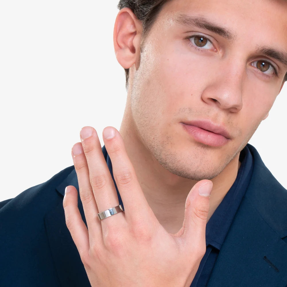 Anello Uomo Luca Barra Fede Francese Acciaio Con 3 Cristalli - Misura 23