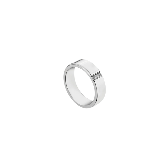 Anello Uomo Luca Barra Fede Francese Acciaio Con 3 Cristalli - Misura 23