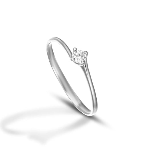 Anello Dana Endless Love Solitario Valentino Oro Bianco 9 Kt con Zircone - Misura 12