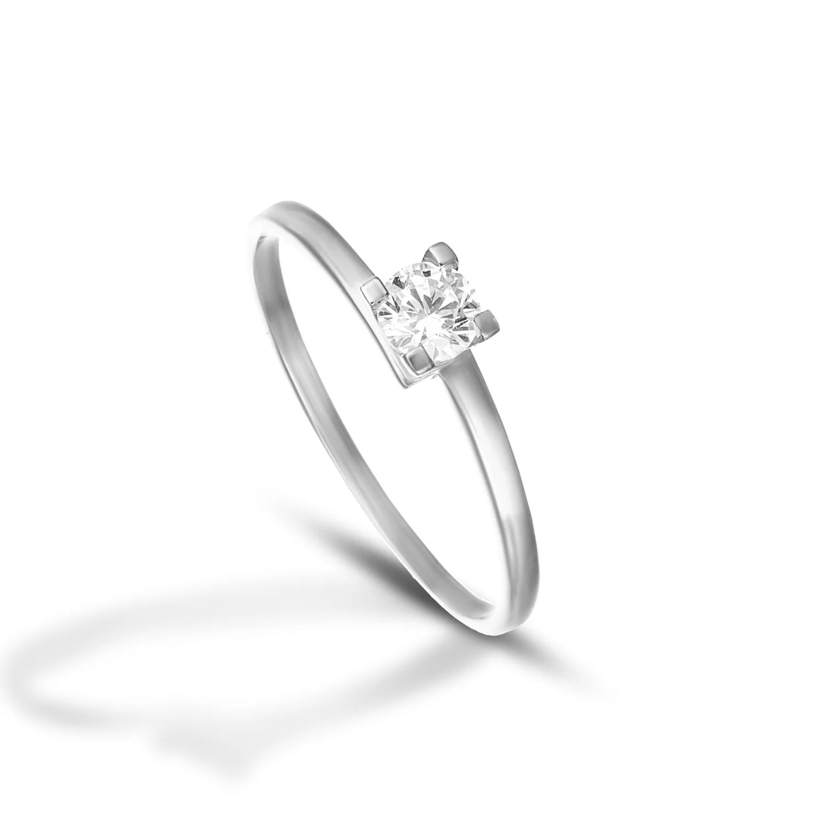 Anello Dana Endless Love Solitario Oro Bianco 9 Kt Incastonatura A V Con Zircone - Misura 13