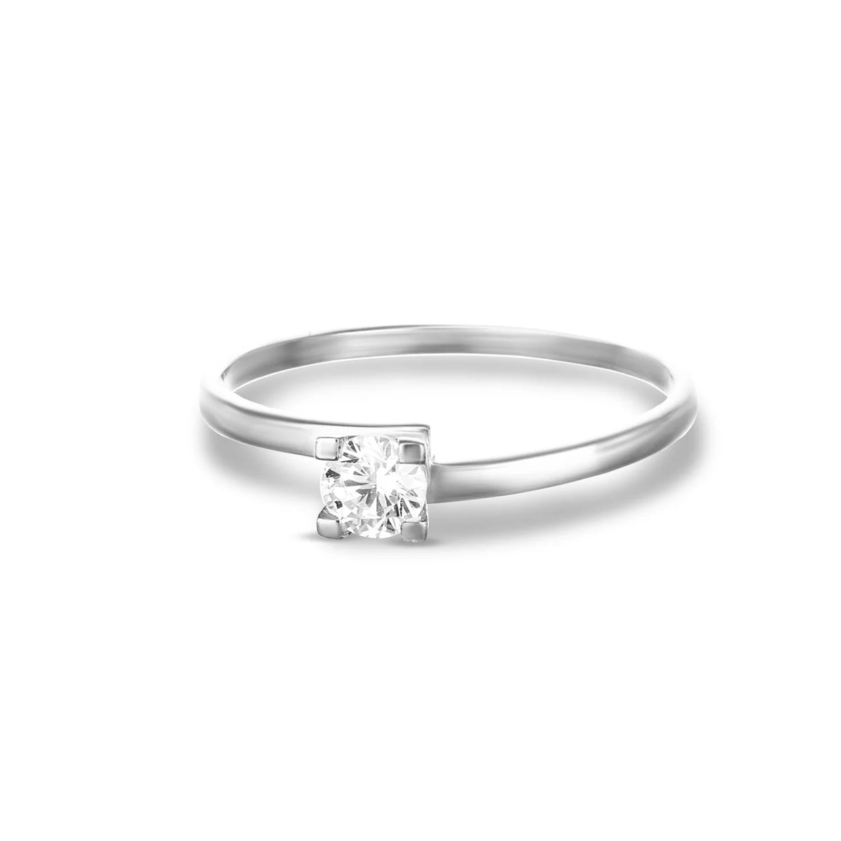 Anello Dana Endless Love Solitario Oro Bianco 9 Kt Incastonatura A V Con Zircone - Misura 13