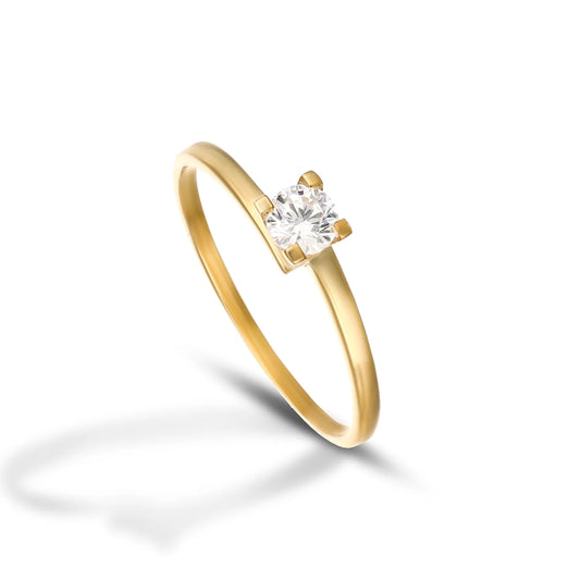 Anello Dana Endless Love Solitario Oro Giallo 9 Kt Incastonatura A V Con Zircone - Misura 14