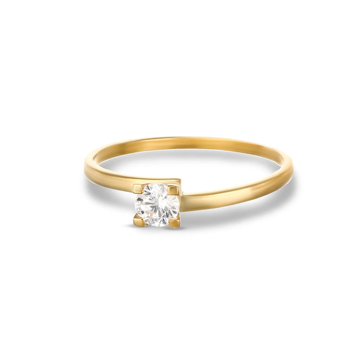 Anello Dana Endless Love Solitario Oro Giallo 9 Kt Incastonatura A V Con Zircone - Misura 14