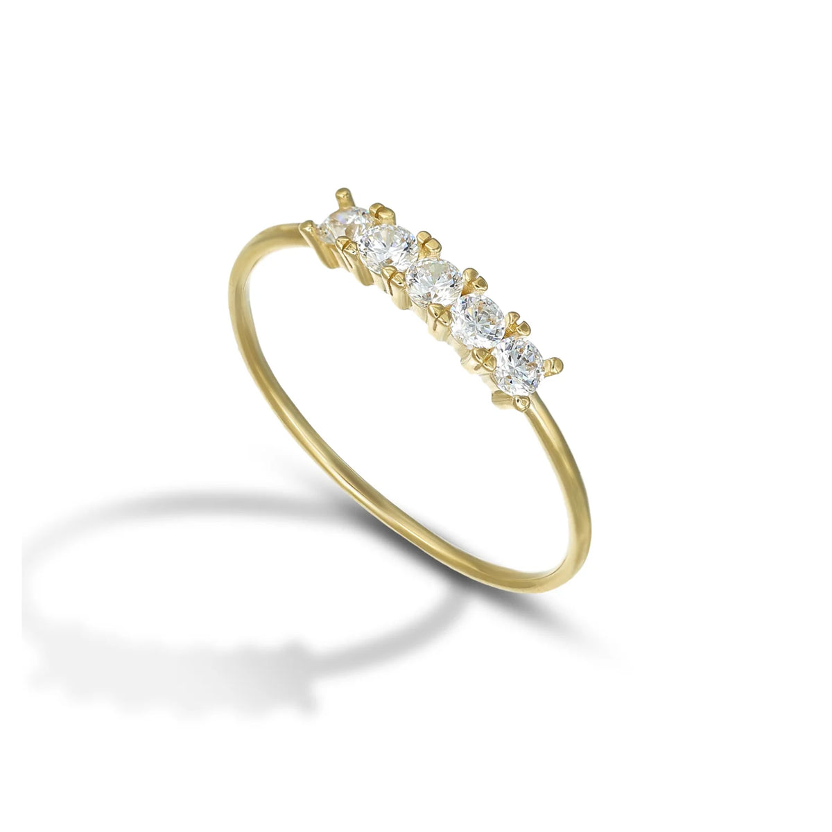 Anello Dana Harmonia Oro Giallo 9 Kt veretta A 5 Zirconi - Misura 16