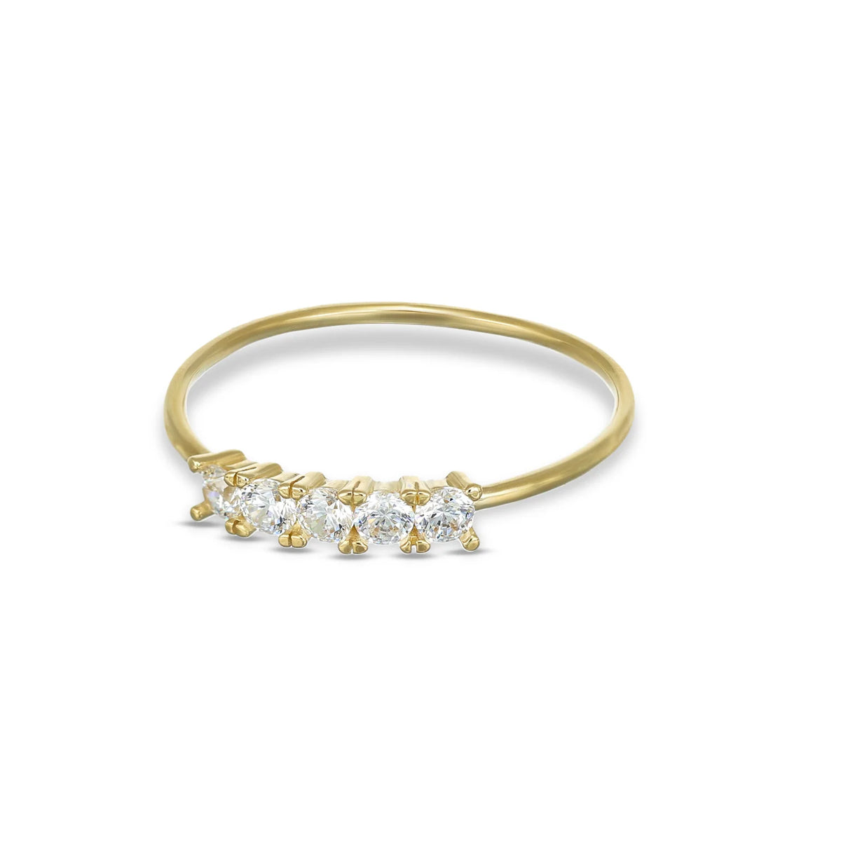 Anello Dana Harmonia Oro Giallo 9 Kt veretta A 5 Zirconi - Misura 16