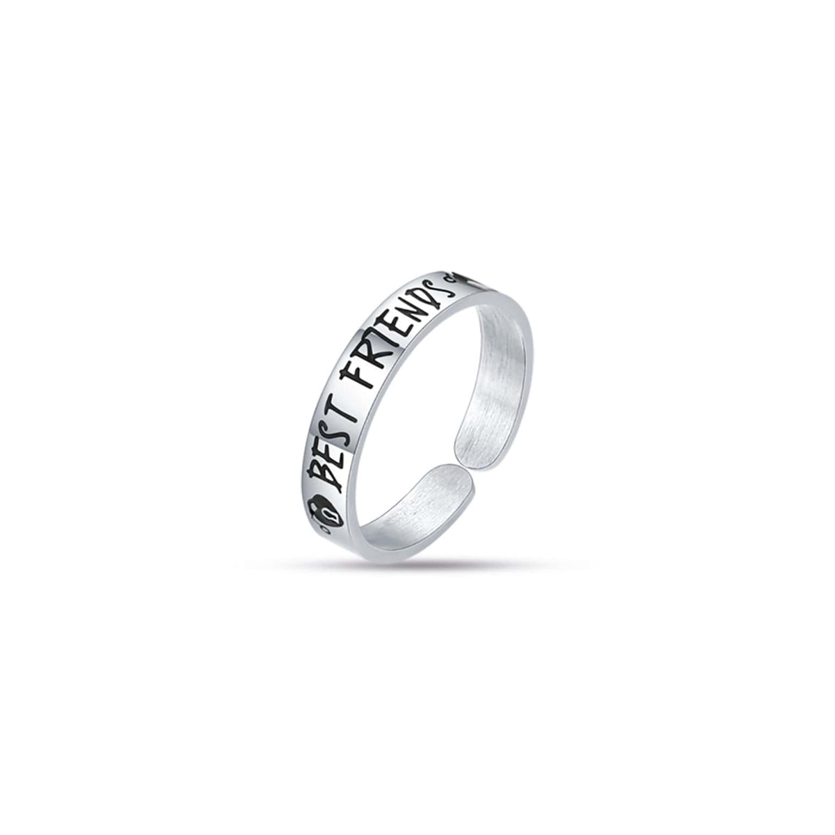 Anello Regolabile Luca Barra Acciaio Frase Smalto Nero "Best Friends"