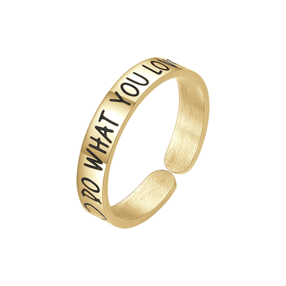 Anello Regolabile Luca Barra Donna Pvd Oro Frase Smalto Nero "Do What You Love"