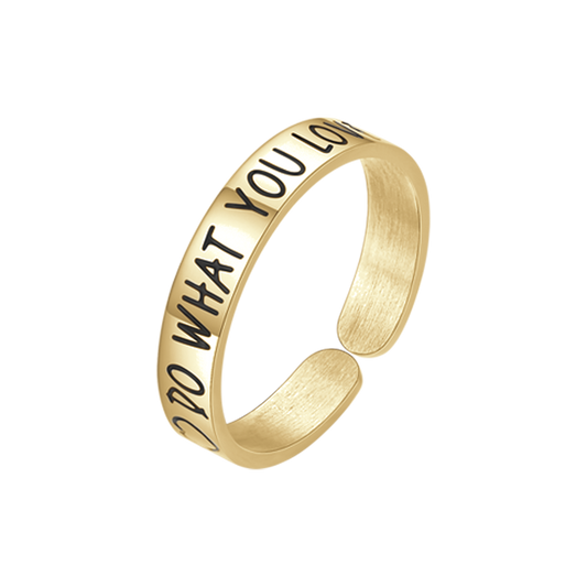 Anello Regolabile Luca Barra Donna Pvd Oro Frase Smalto Nero "Do What You Love"