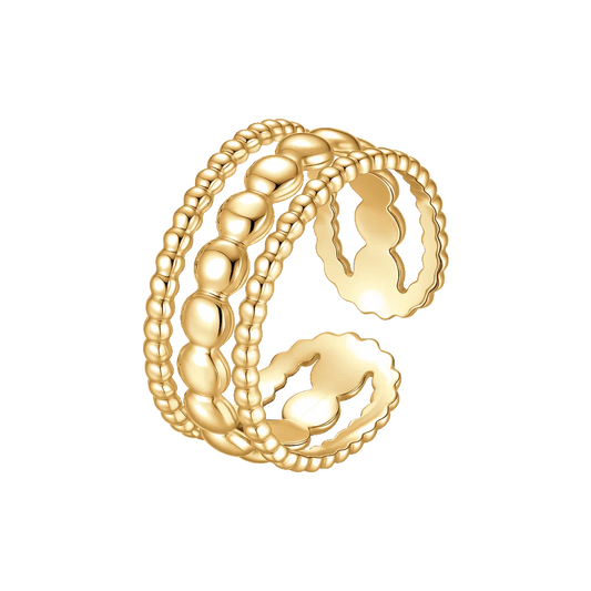 Anello Regolabile Luca Barra Pvd Oro Fascia A 3 Fili