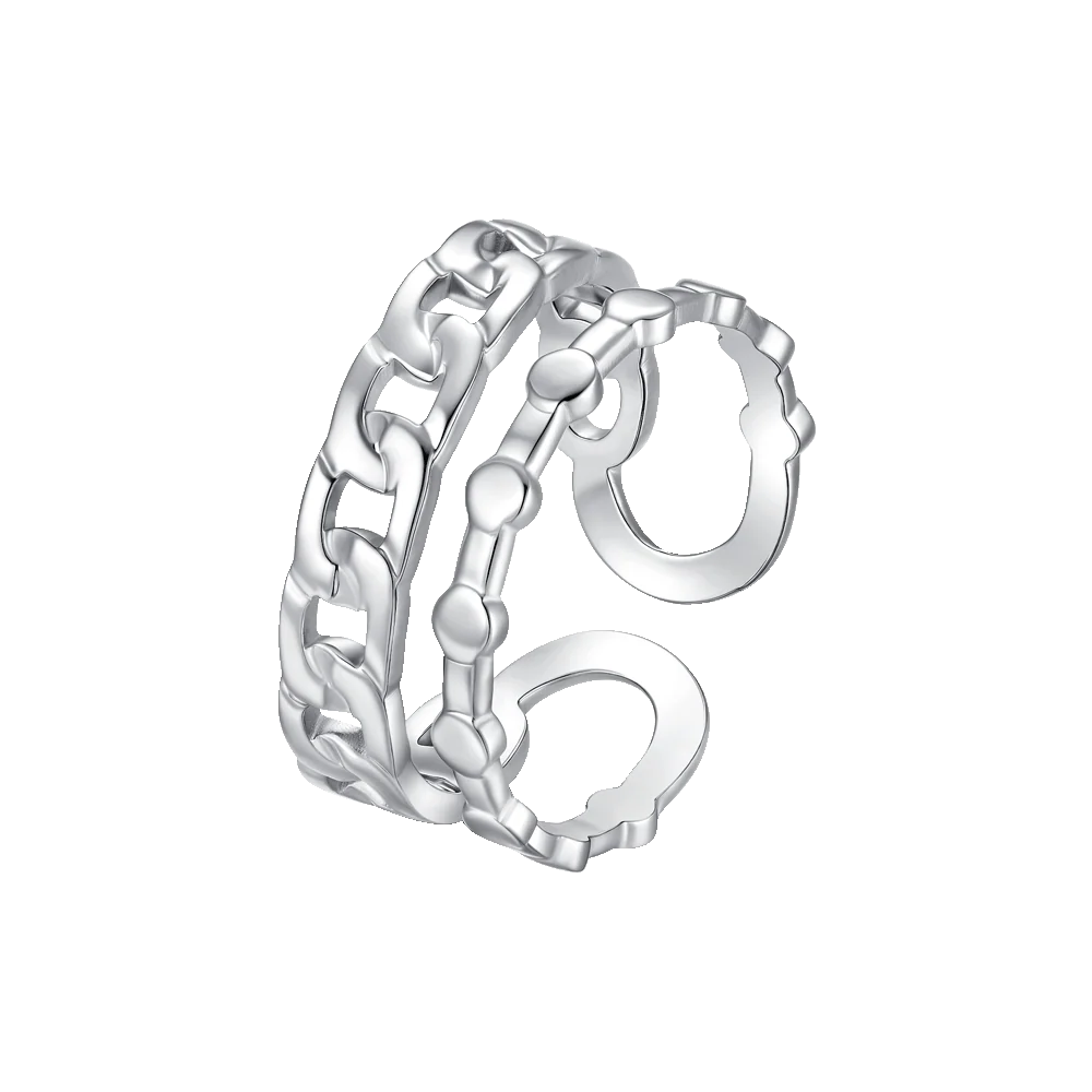 Anello Regolabile Luca Barra Acciaio Doppia Fascia Grimetta