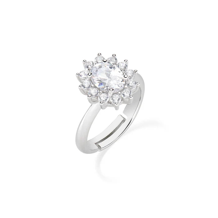 Anello Amen Regolabile Royal Kate Argento con Zirconi - Misura 18-20