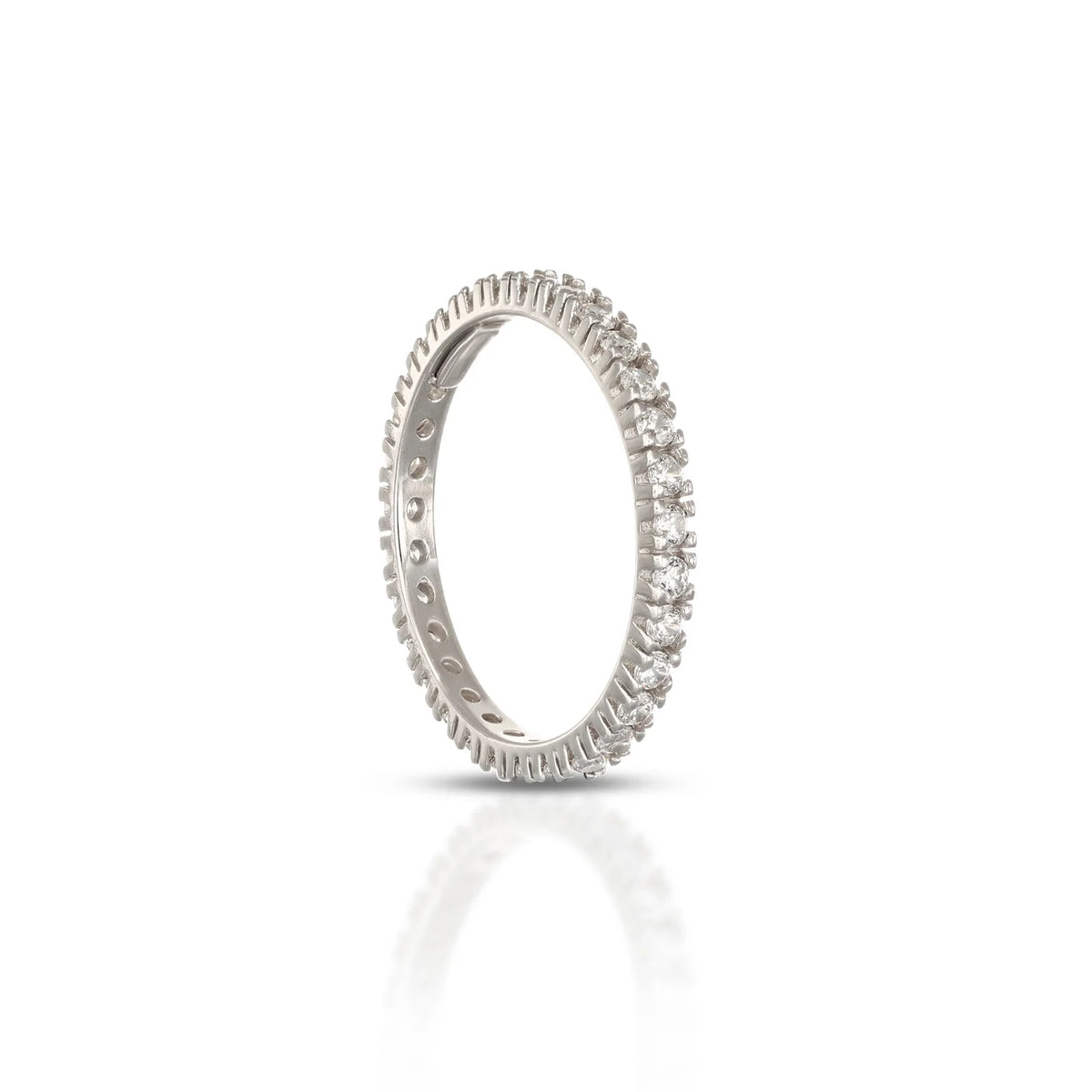 Anello Veretta Dana Senza Fine Tutto Giro Oro Bianco9 Kt Con Zirconi - Misura 14