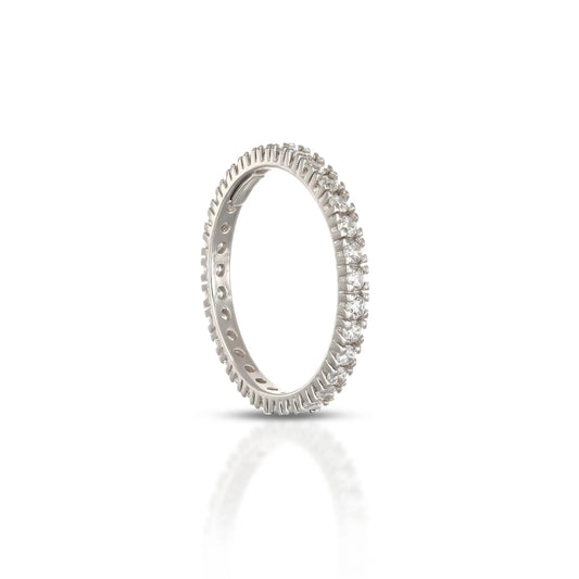 Anello Veretta Dana Senza Fine Tutto Giro Oro Bianco9 Kt Con Zirconi - Misura 14