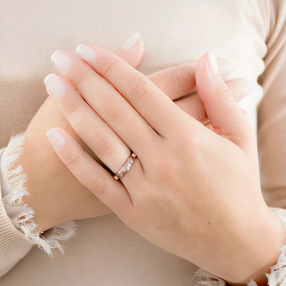 Anello Amen I Rosari Argento Rosato Zirconi - Misura 16