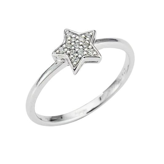 Anello Amen Argento Stella e Zirconi - Misura 14