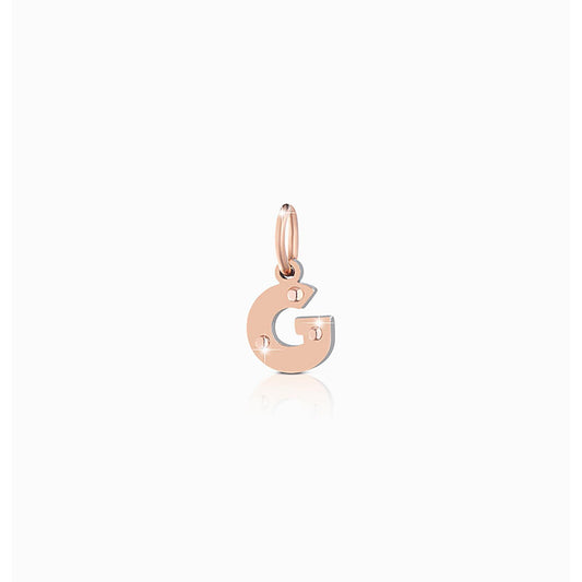 Ciondoli Lebebé Lockyourlove Lettera G Oro Rosa 9 Kt e Argento Cordino Bianco