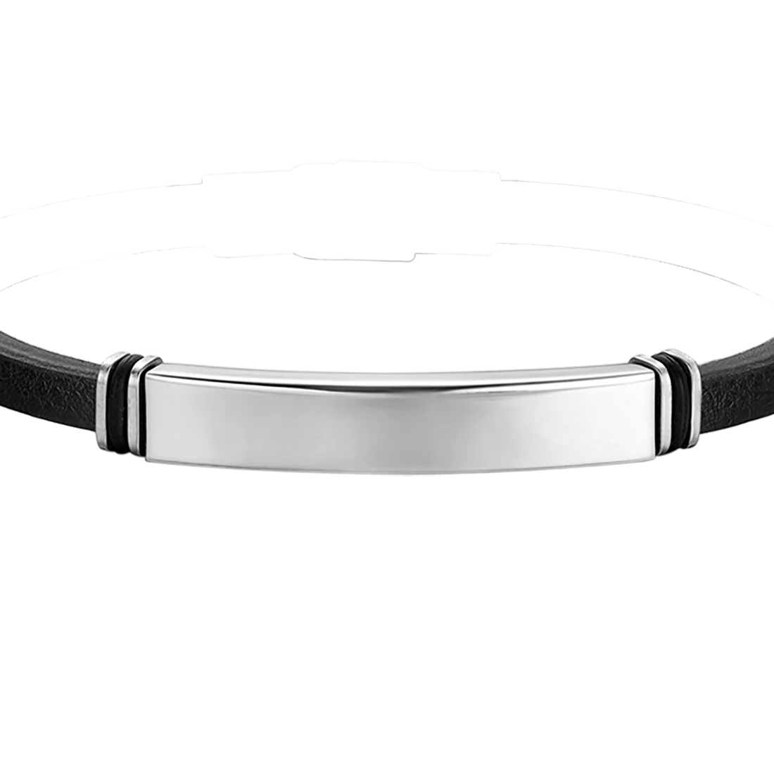 Bracciale Uomo Luca Barra Casual Cuoio Nero Elementi Acciaio