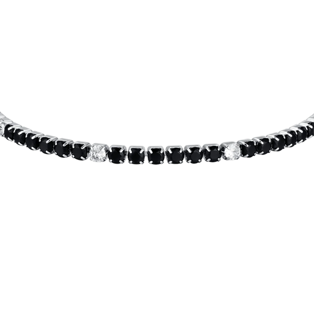 Bracciale Uomo Luca Barra Tennis Acciaio Con Cristalli Neri/Bianchi