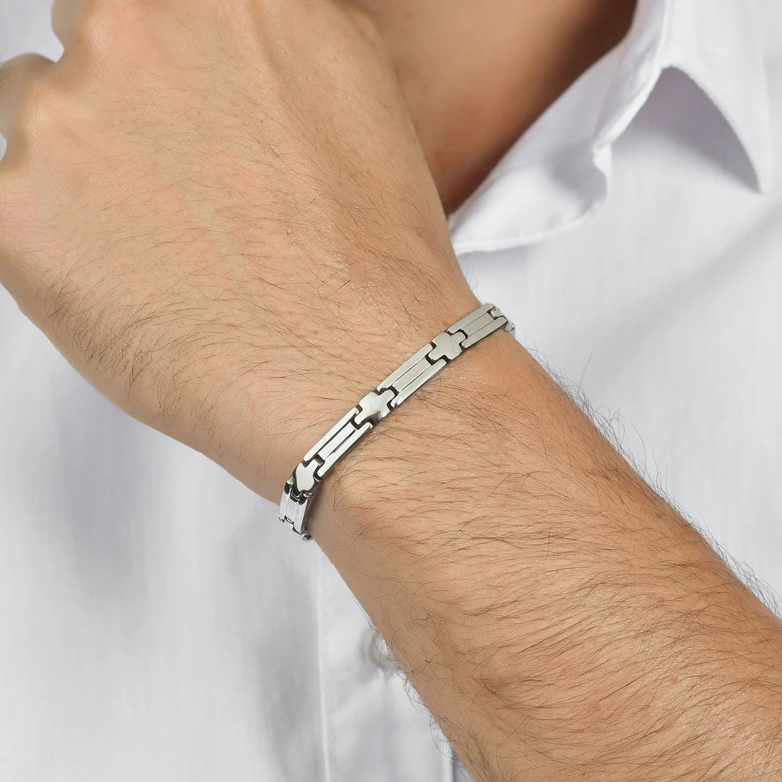 Bracciale Uomo Luca Barra In Acciaio A Piastrine