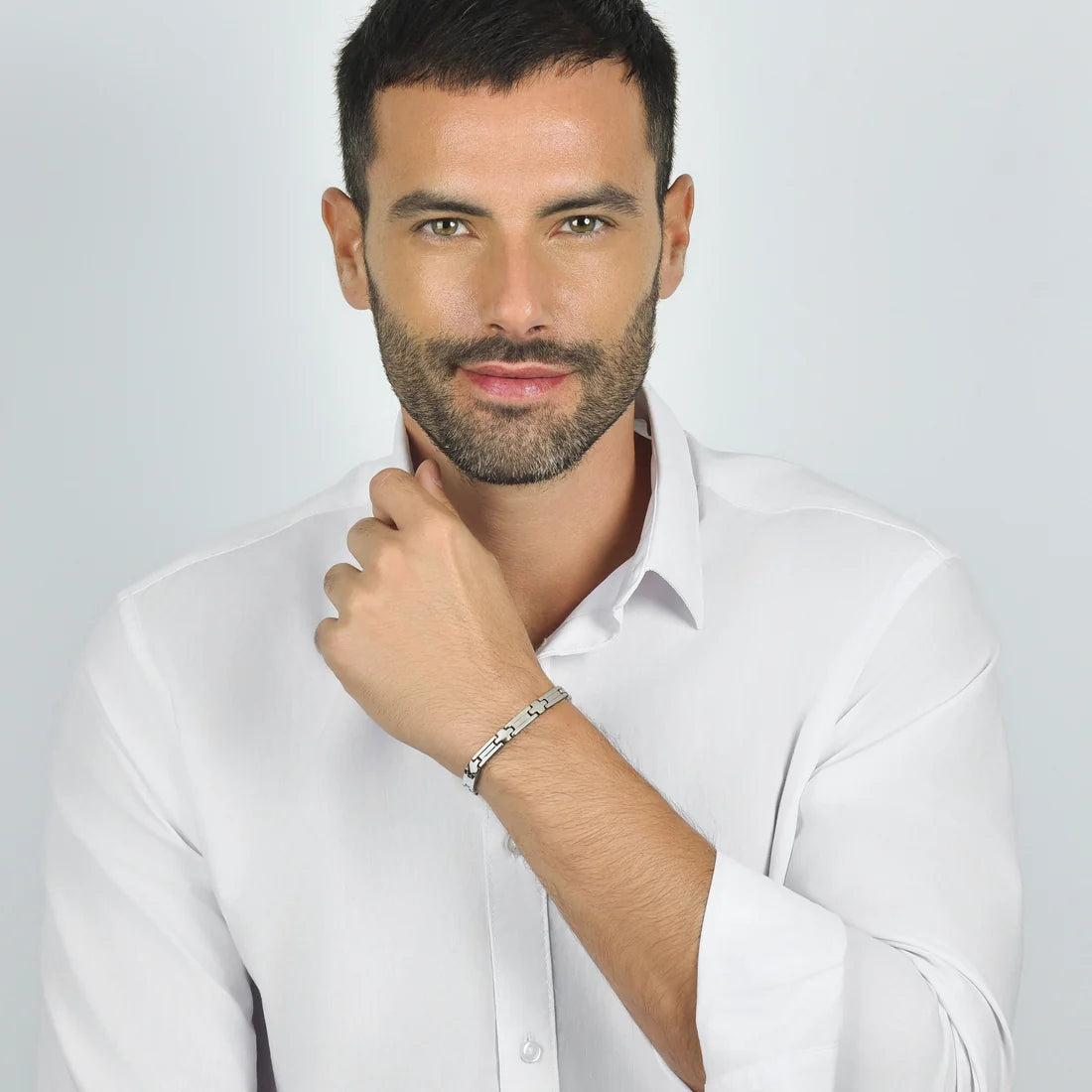 Bracciale Uomo Luca Barra In Acciaio A Piastrine