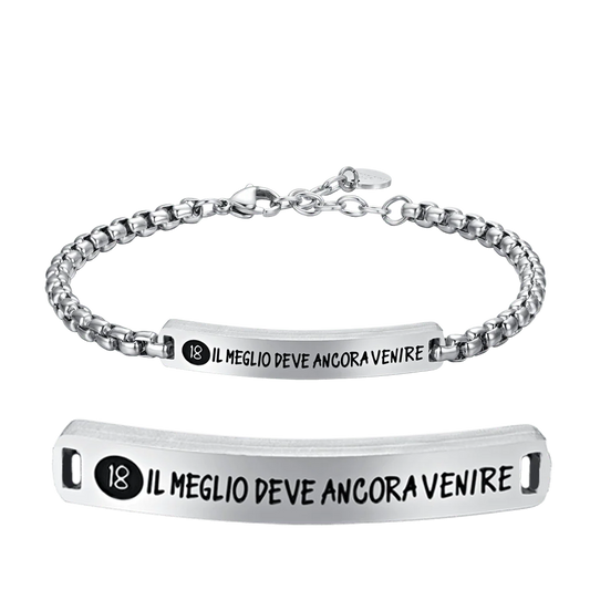 Bracciale Uomo Luca Barra Acciaio Piastrina Centrale Frase "18 Il Meglio Deve Ancora Venire"